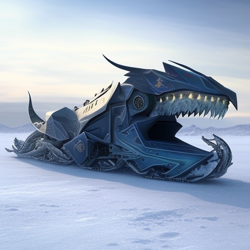 Subliminal frosty dragon design on snowmobile