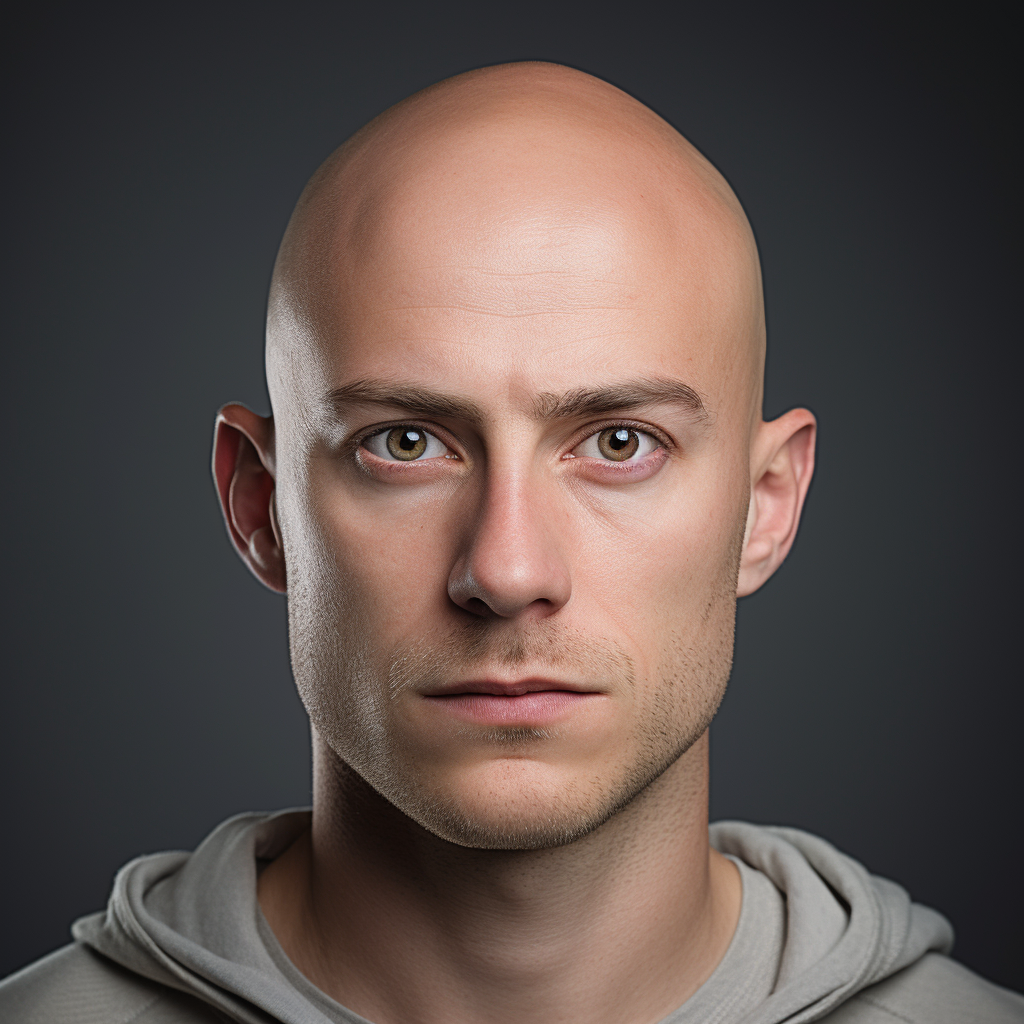 ID Photo Headshot Man White Skin Bald