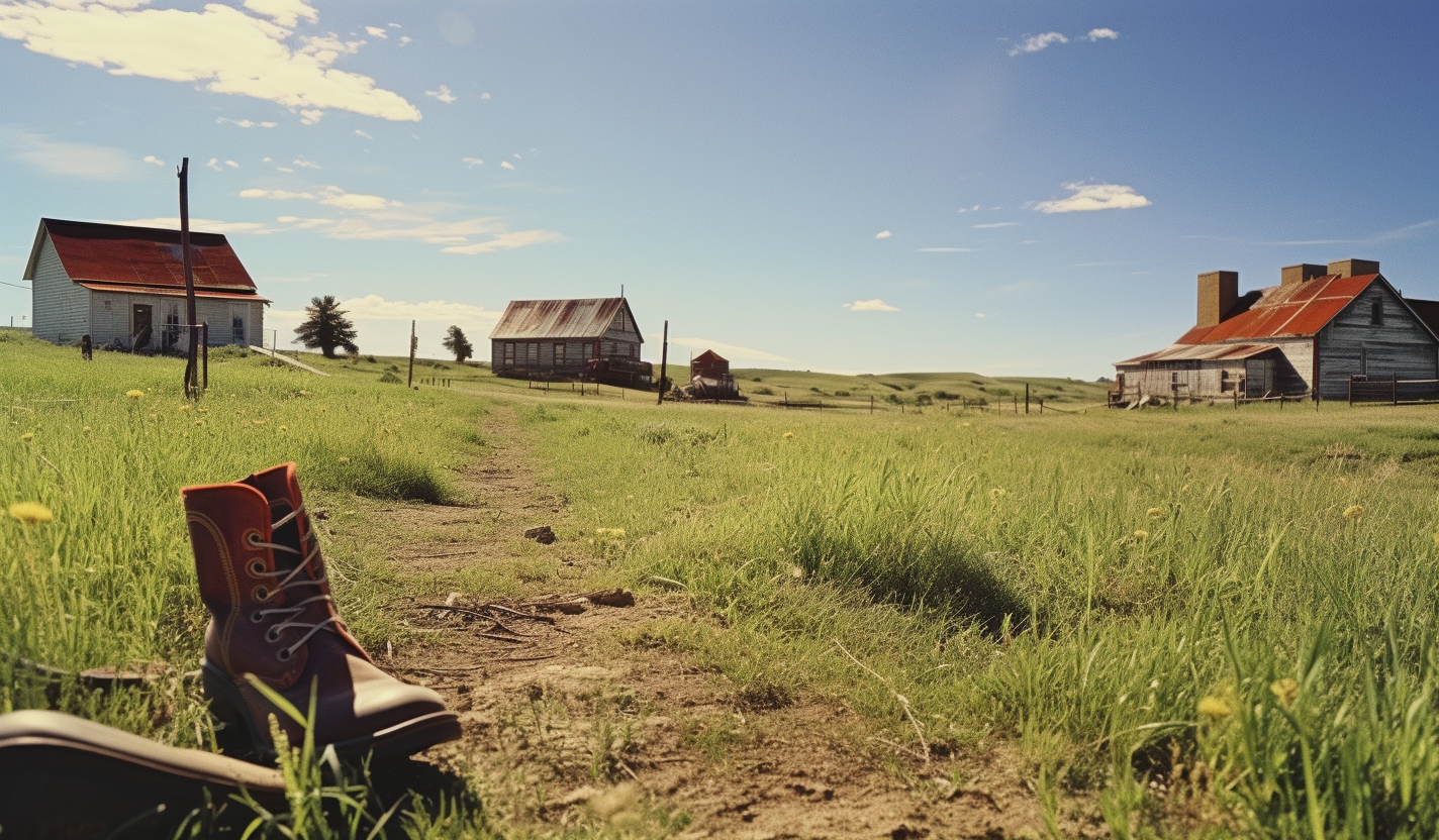 Farm house on idyllic sunny landscape