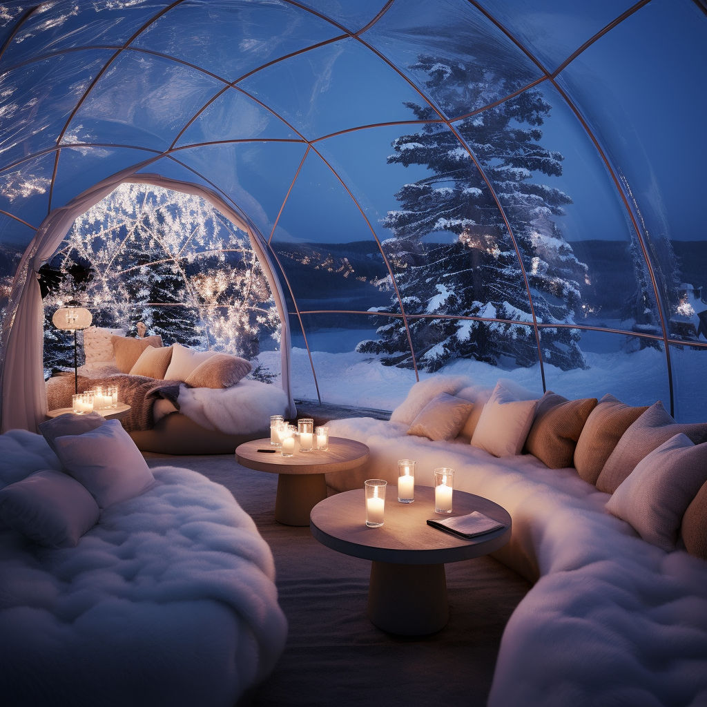 Relax in the cozy igloo lounge