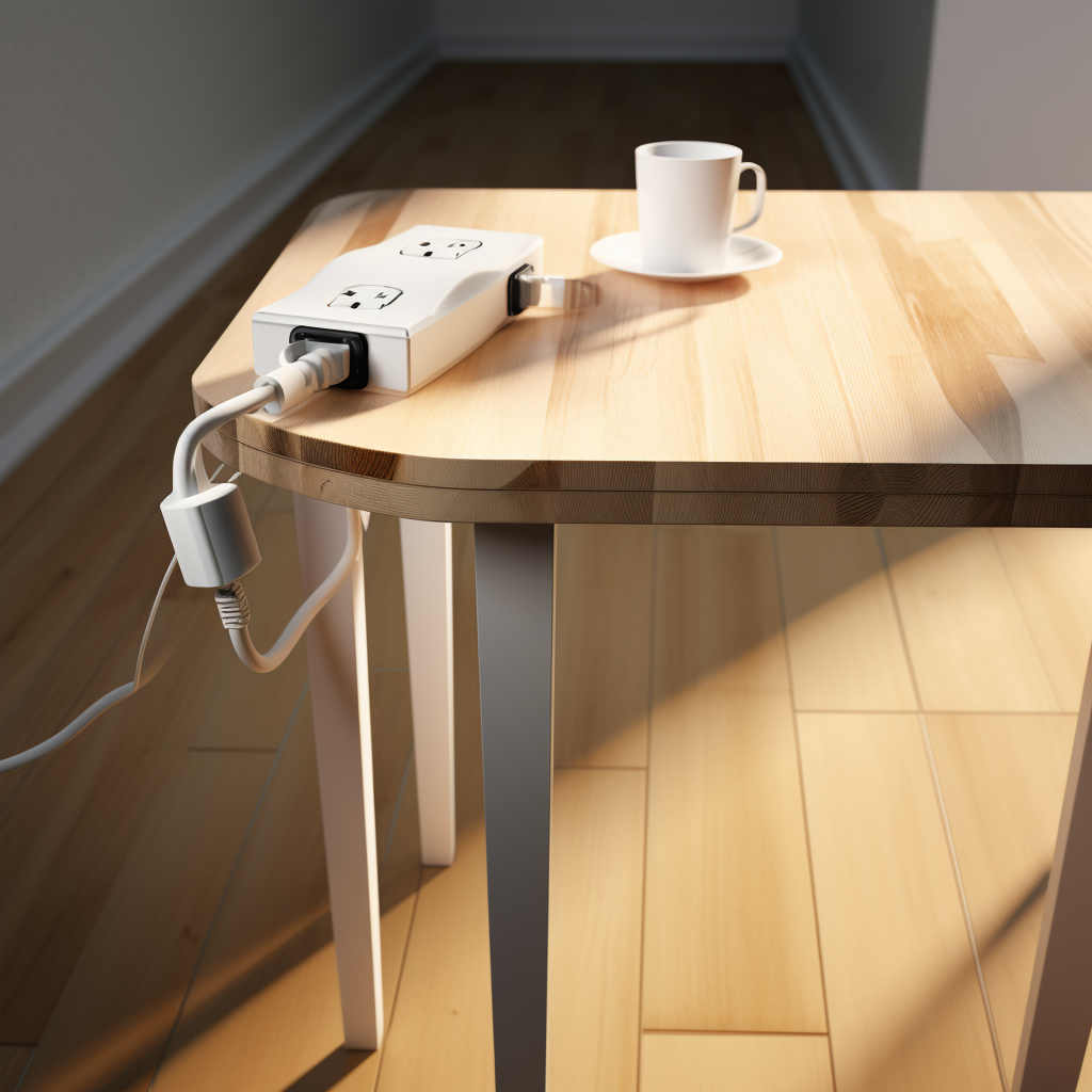 Modern Ikea table with built-in electric outlet