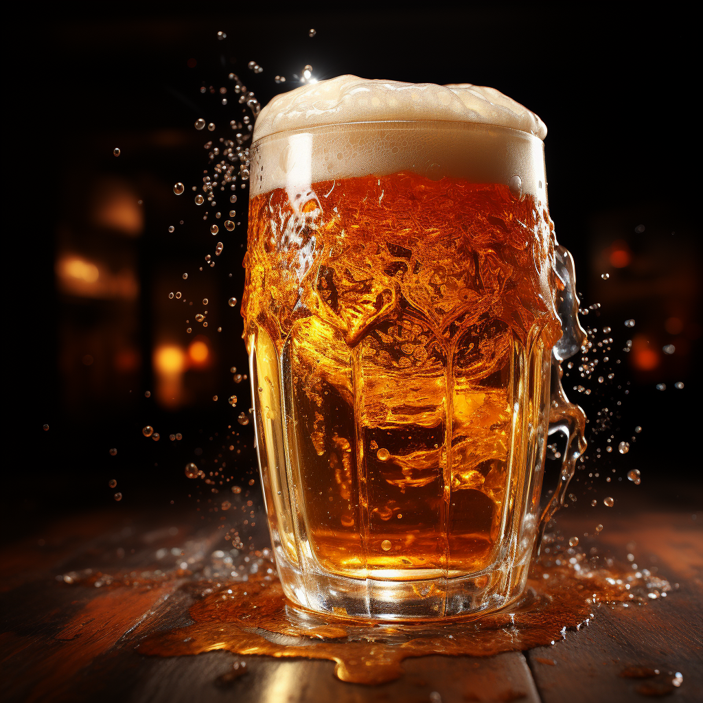 Refreshing craft beer in illuminated glass