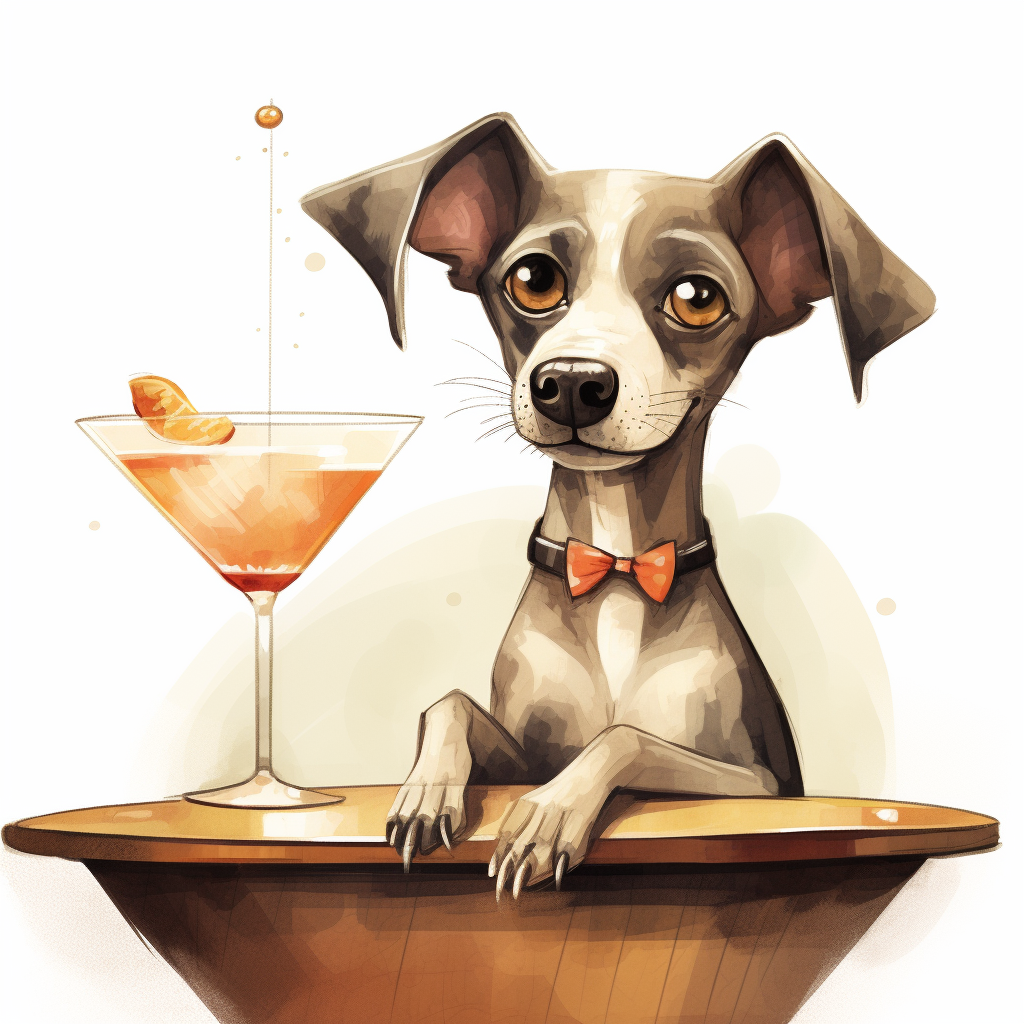 Adorable dog enjoying a martini