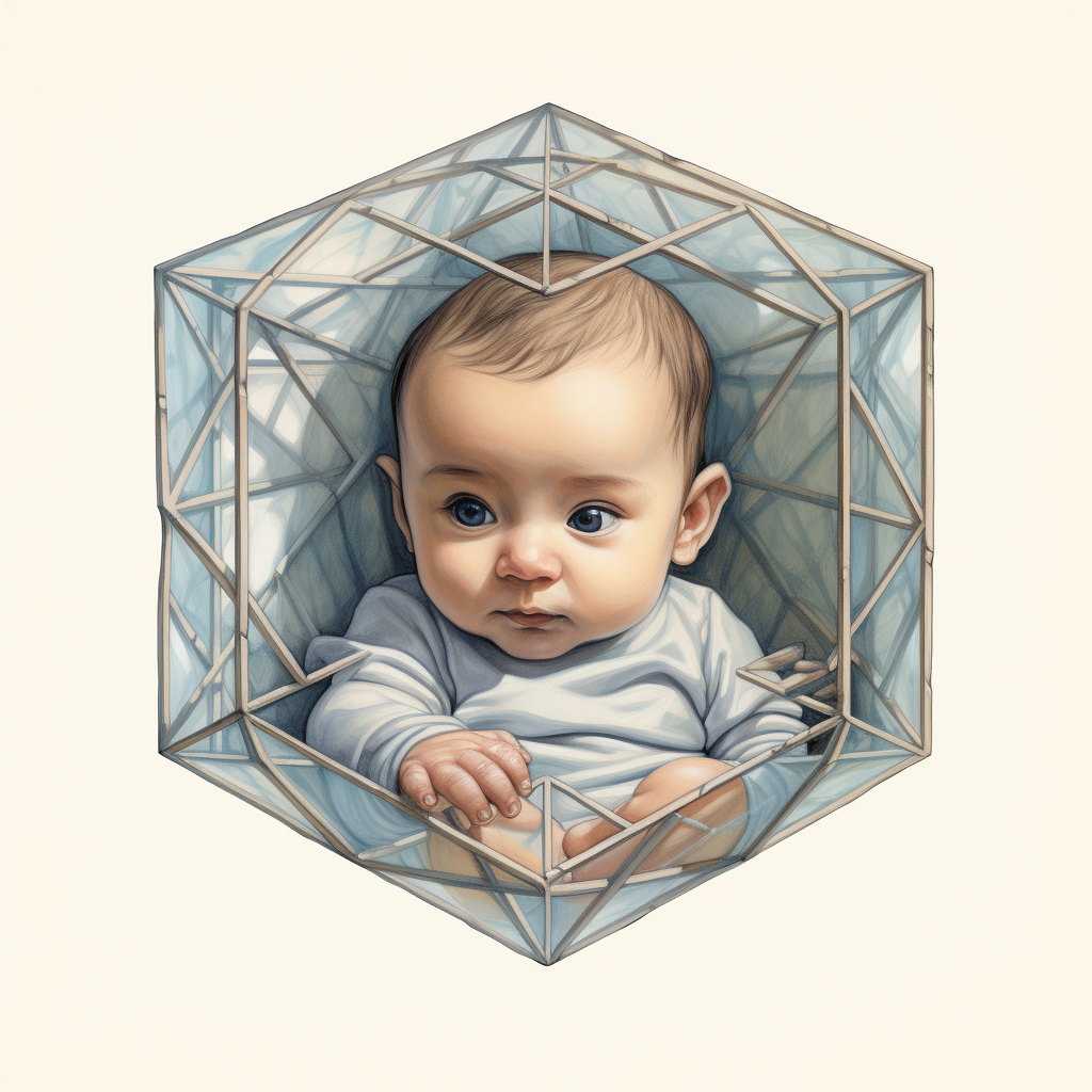 Cute illustrated infant in a square