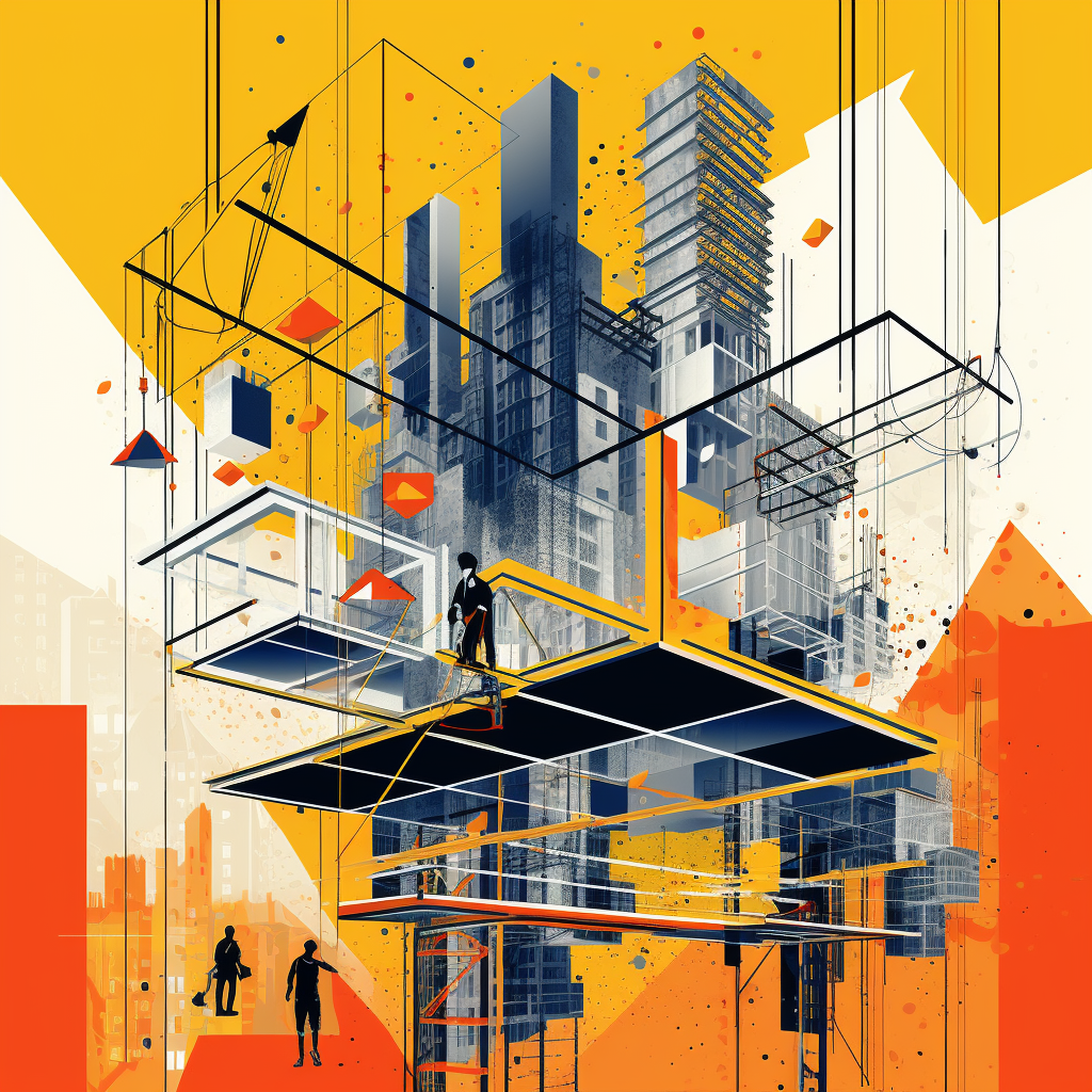 Geometric construction site vector art