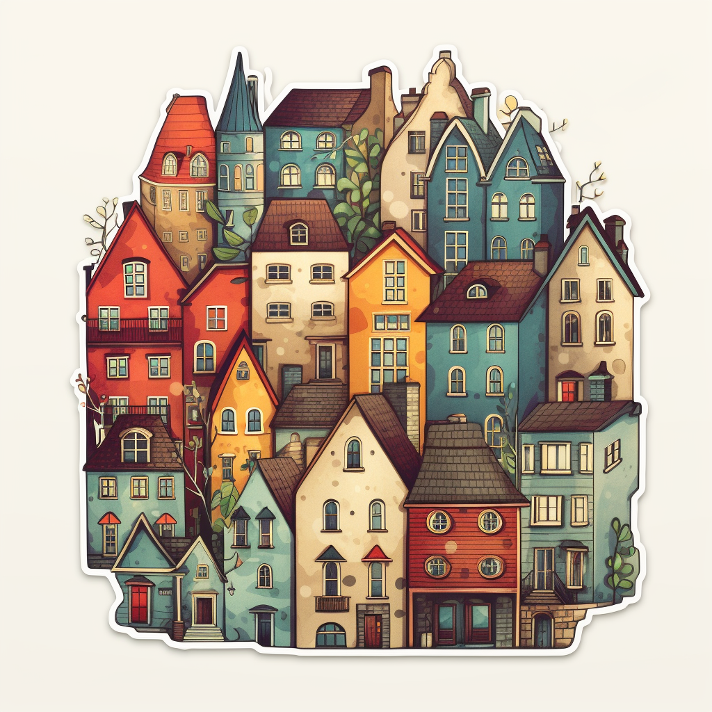 Flat sticker of houses