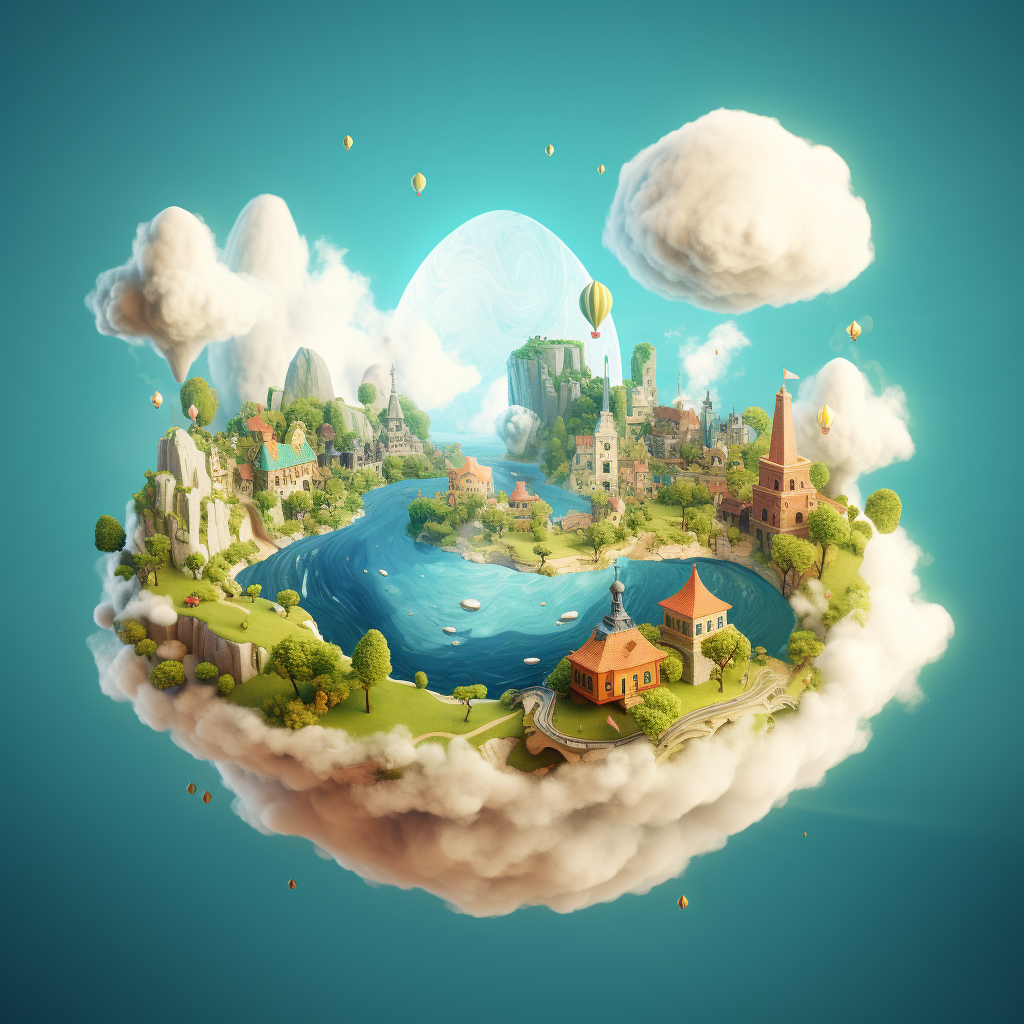 A dreamy world with fluffy clouds