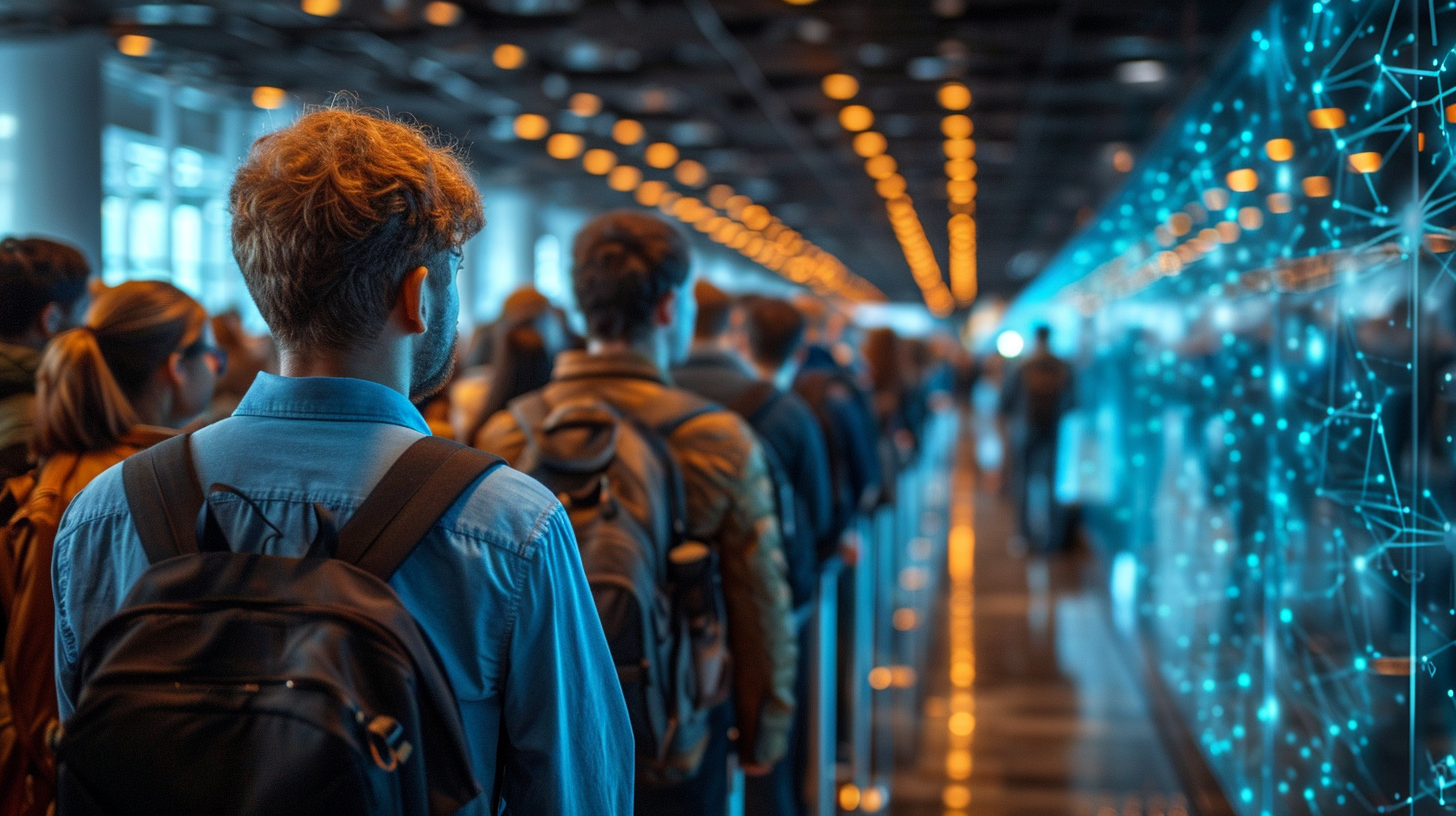 Immigration Line at High-Tech Airport