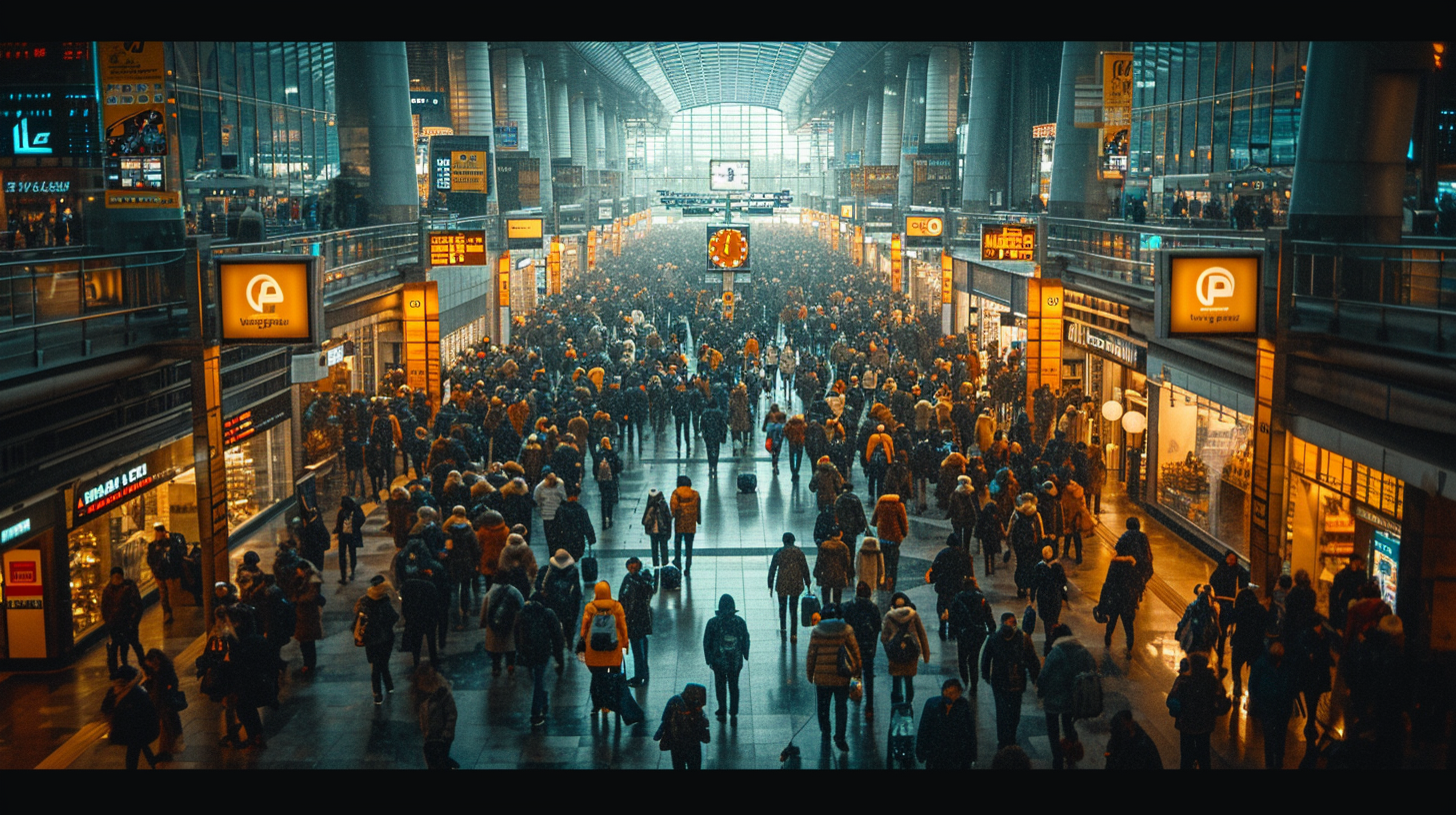 Immigration lines in modern airport