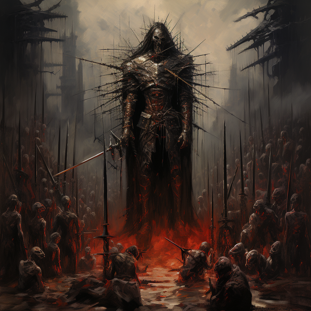 Vlad the Impaler walking through spikes