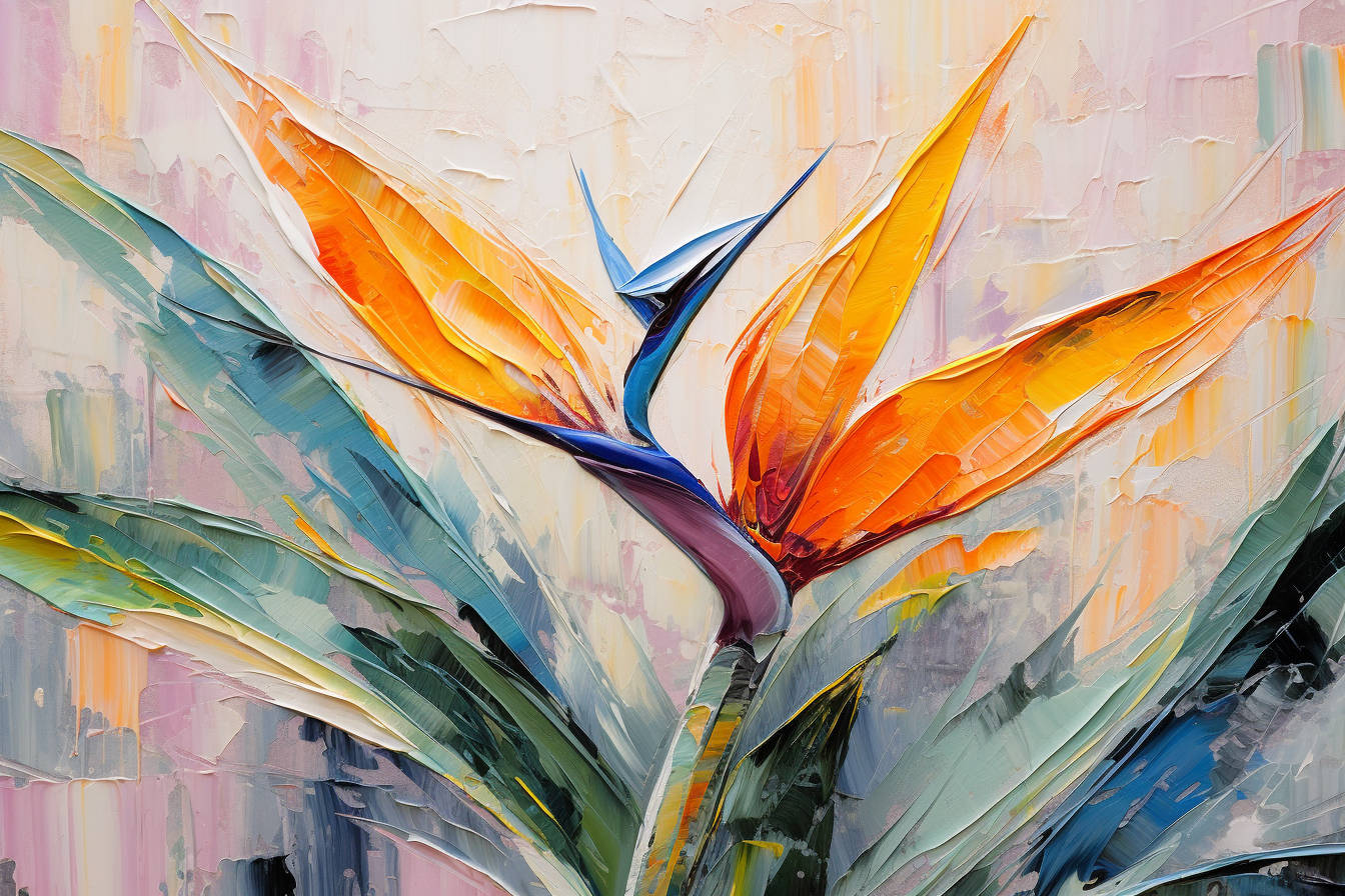 Impressionist Strelitzia Bird of Paradise Flower Painting