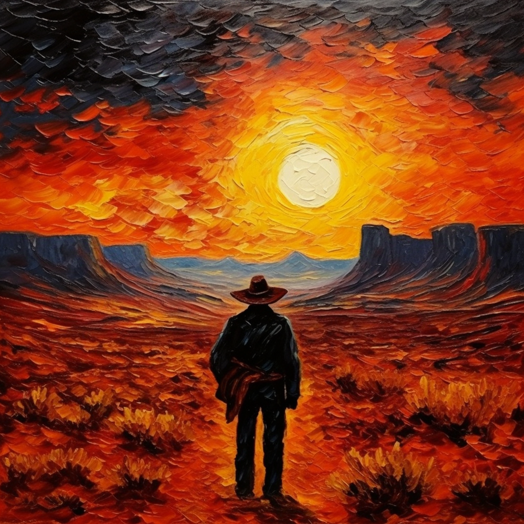 Mysterious Western Wild West Cowboy Painting