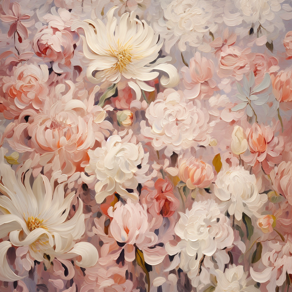 Repeating floral pattern in impressionist style