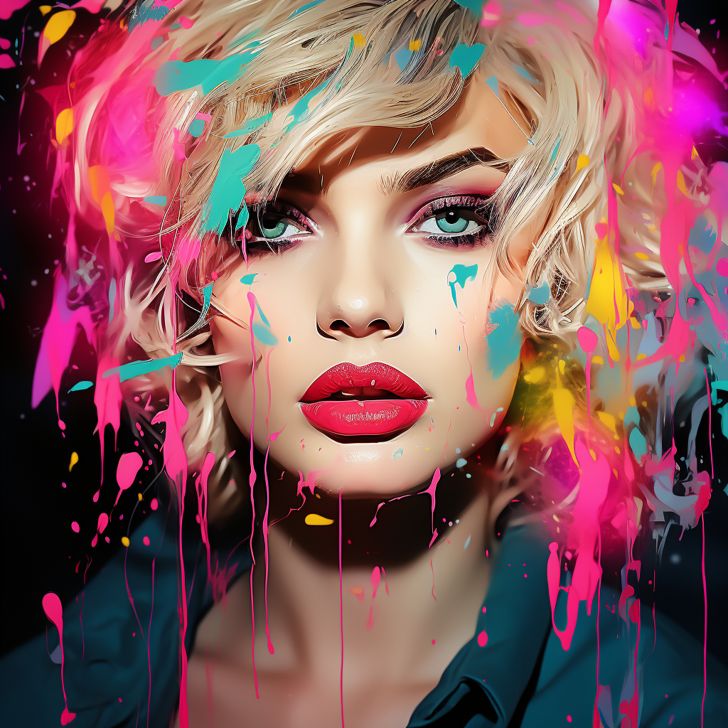 A unique impressionist pop art depiction of a woman