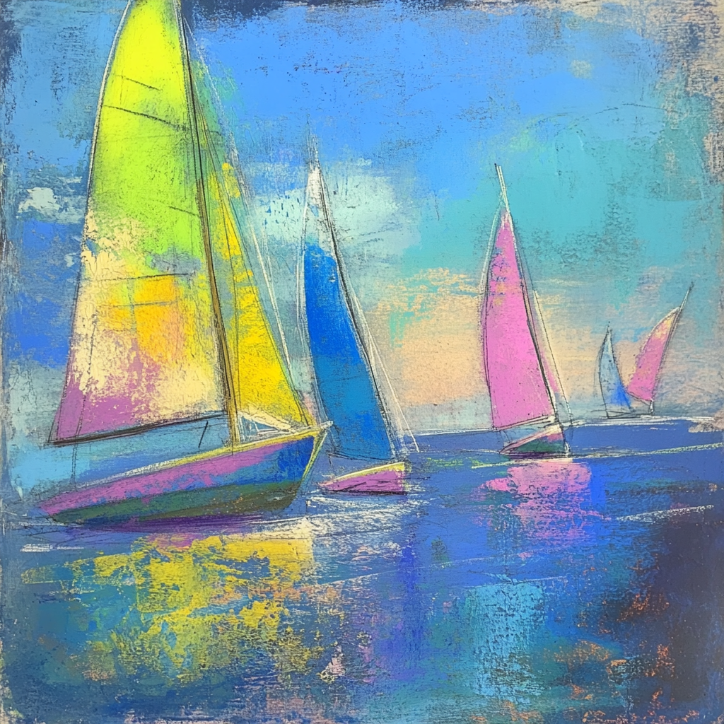 Sailing boats painting by Frank Benson