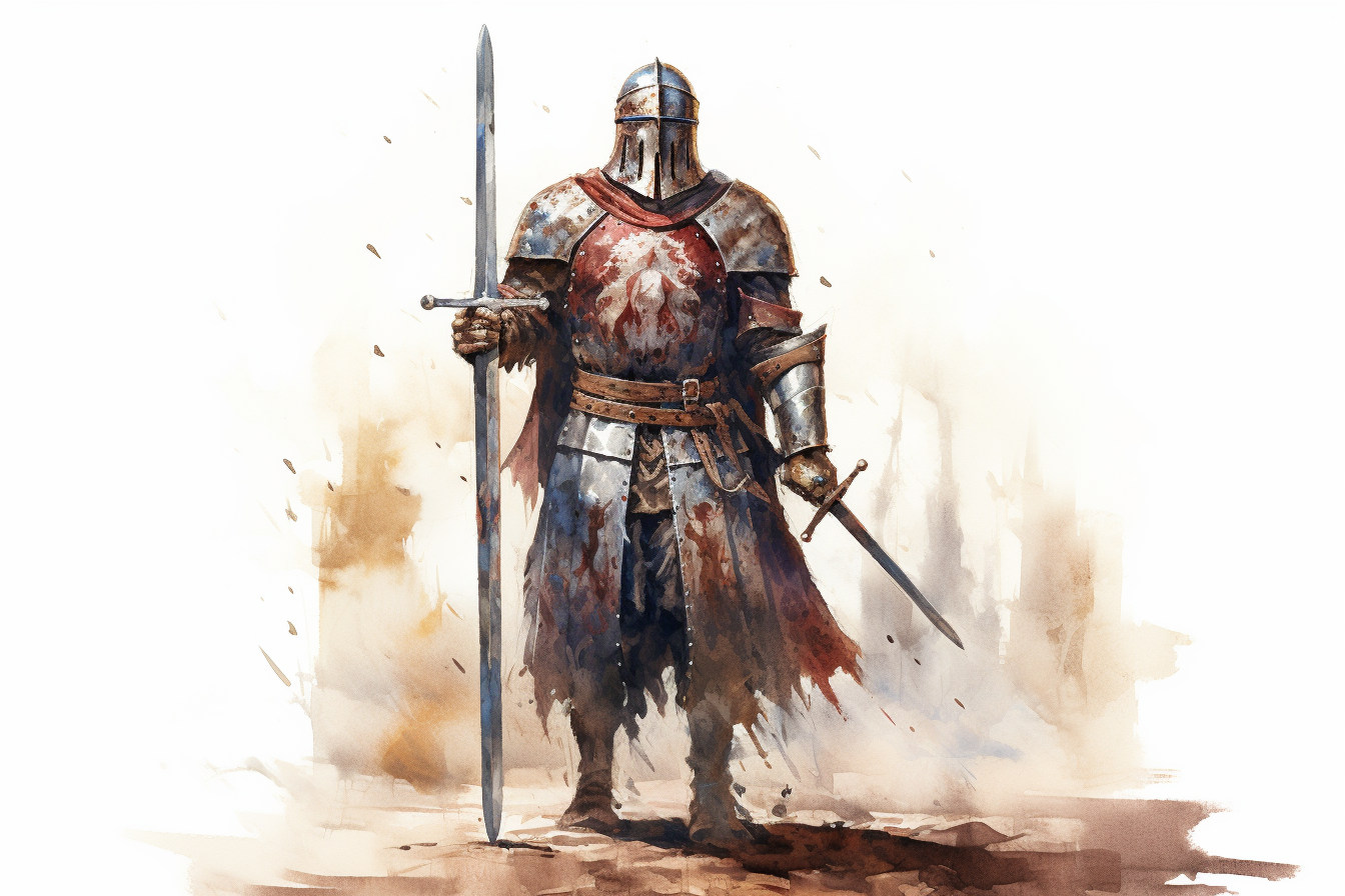 Knight in Roman armor with sword