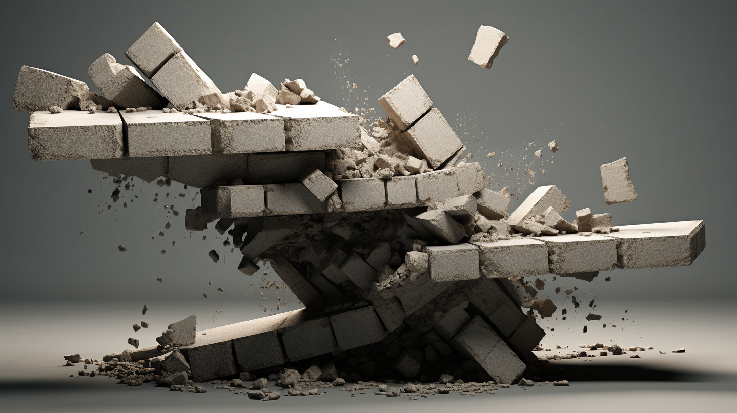 Inception movie concrete pieces illuminated by octane render studio light