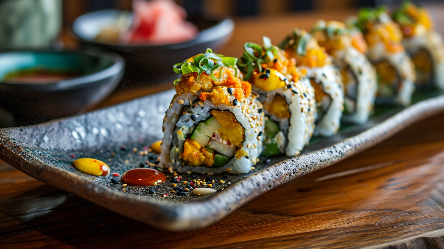 Tasty Indian curry sushi dish