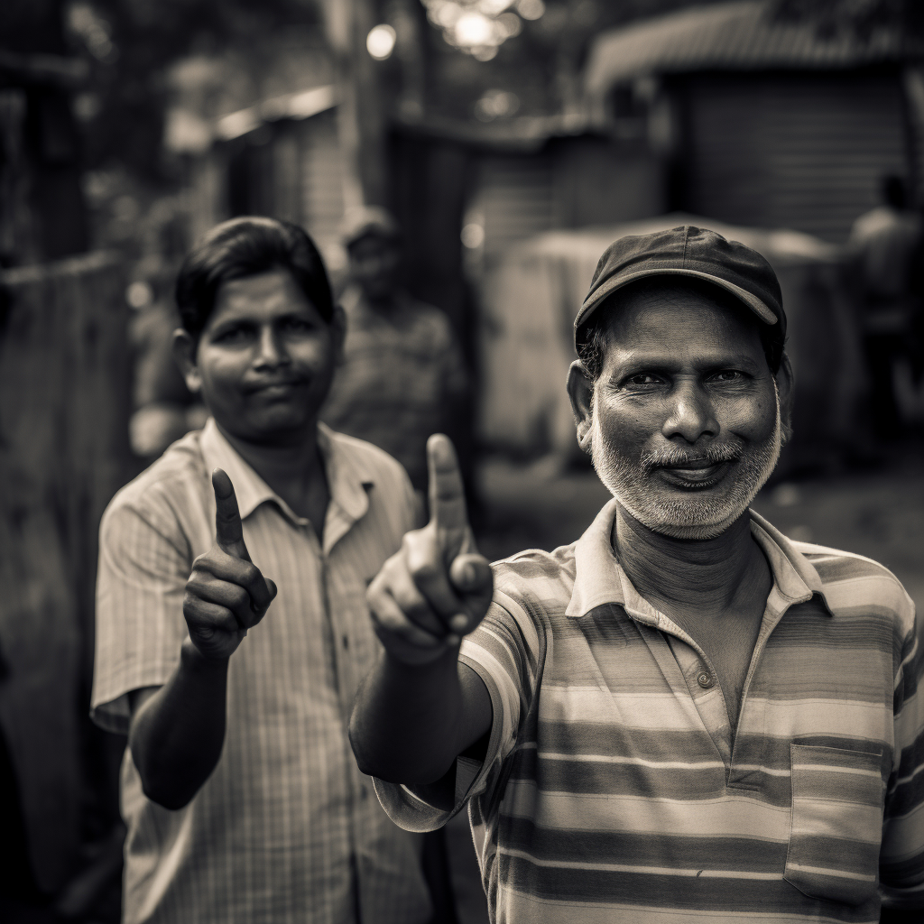 Voters in India showing finger marks