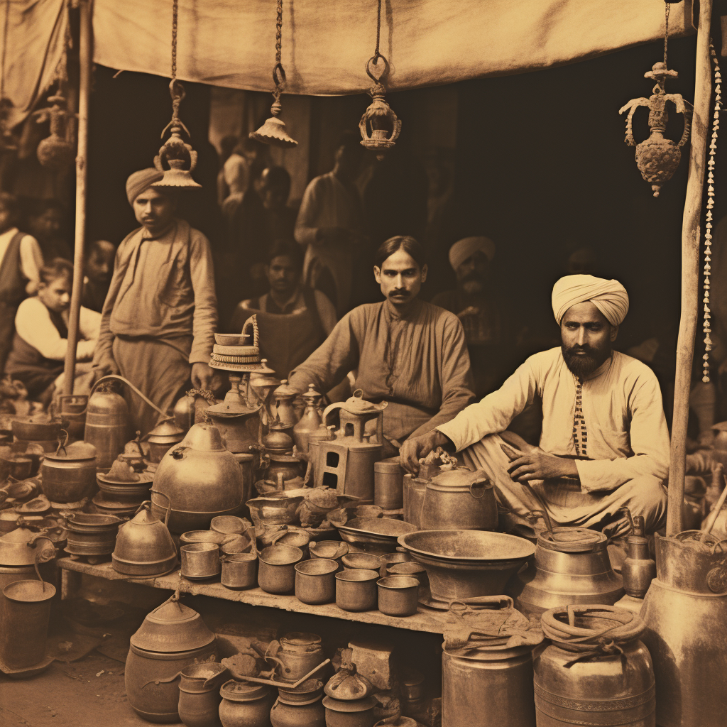 Authentic 19th Century Tea Stall in India