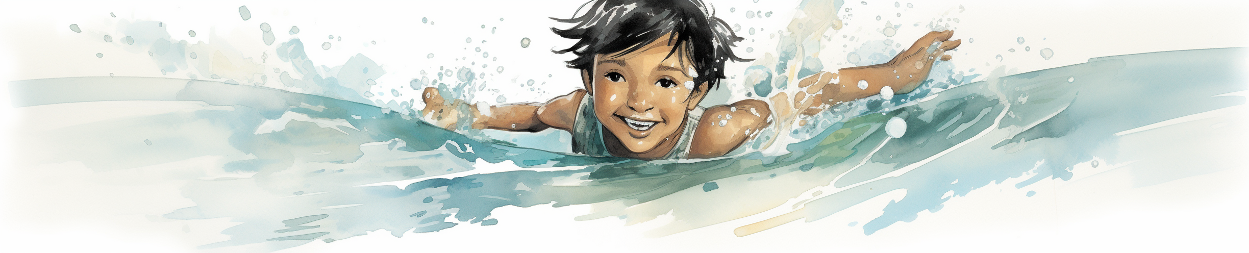 Indian Boy Swimming Cartoon