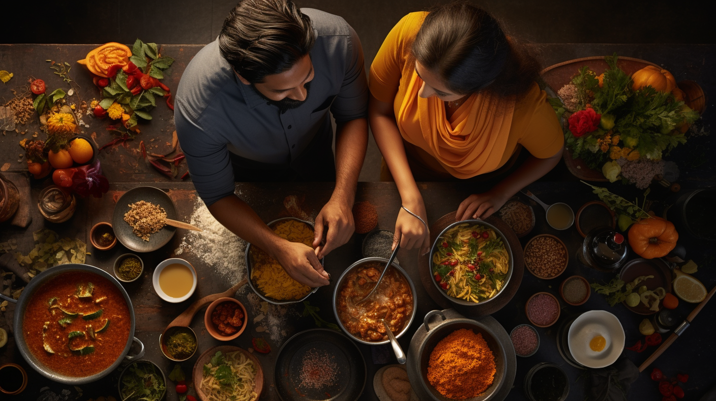 Indian siblings preparing delicious Mexican cuisine