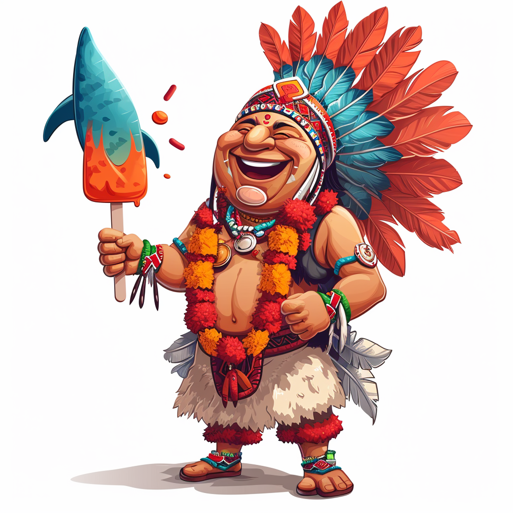 Indian Chief with Dolphin-shaped Popsicle