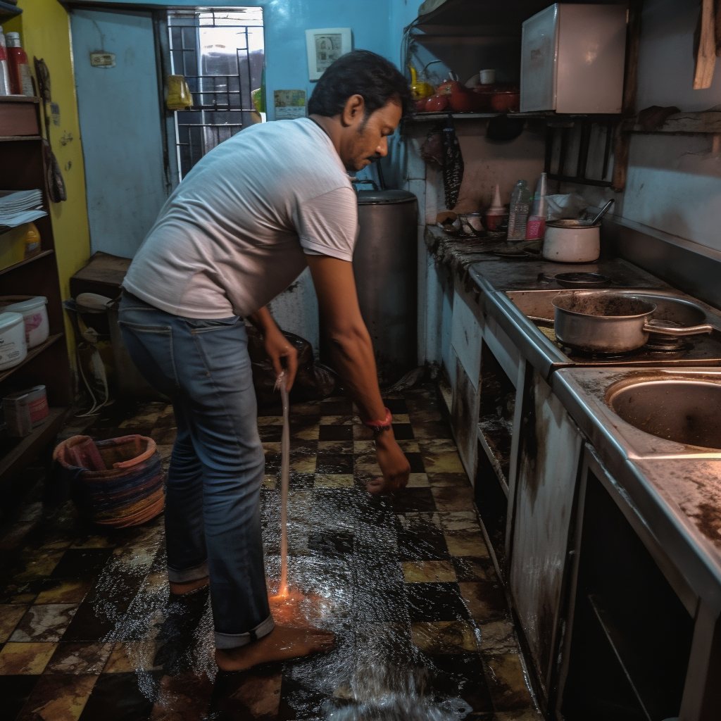 Indian cleaning agency removing sticky kitchen grease