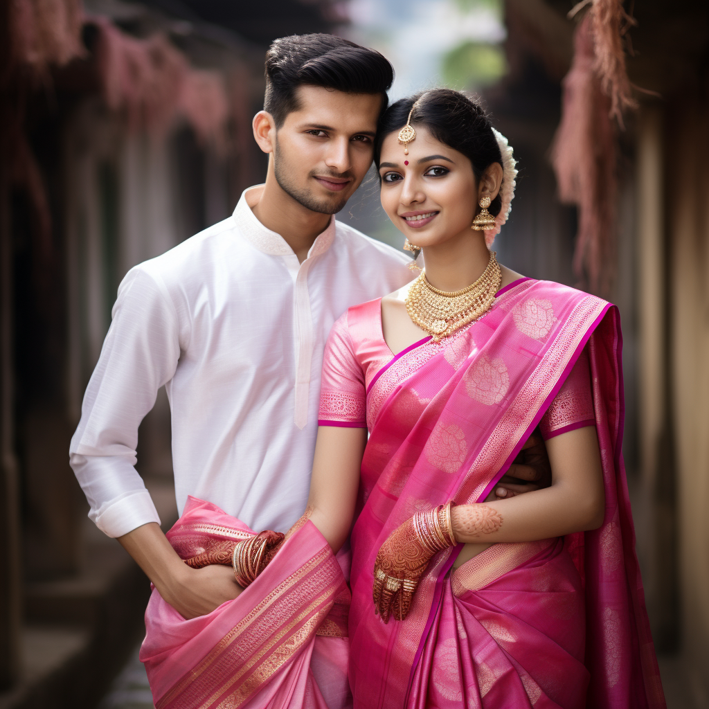 Indian couple in Brahmin traditional dress