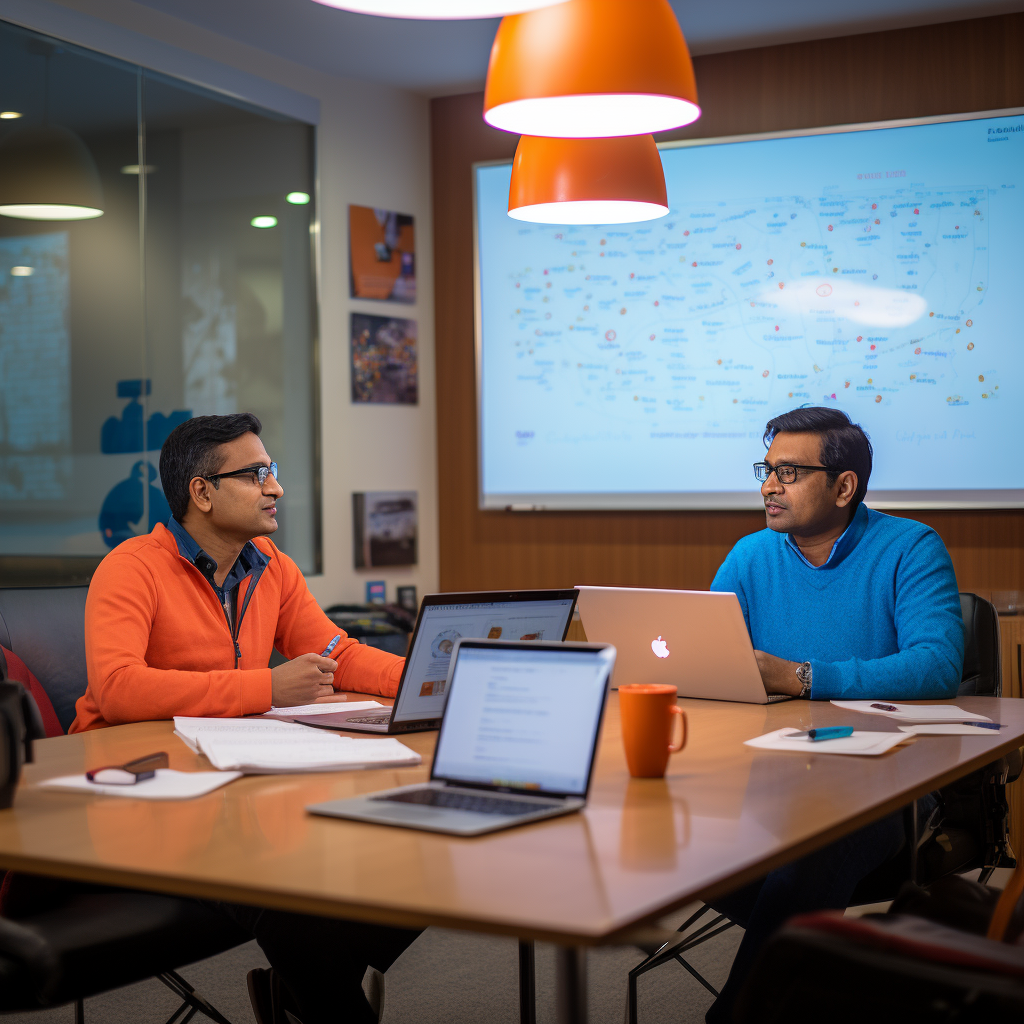 Two Indian entrepreneurs in a meeting room