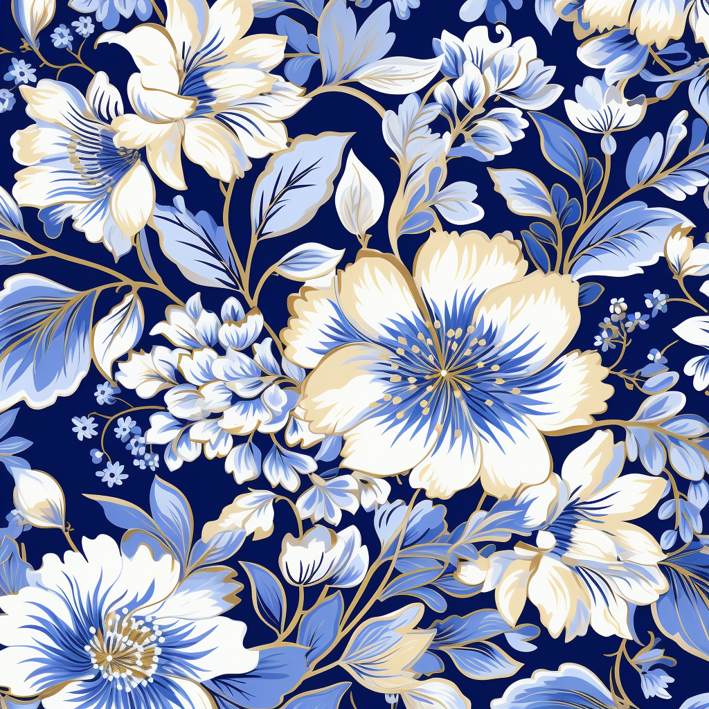 Indian floral clothing patterns in blue and white