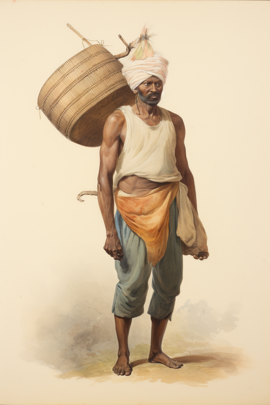 Indian gardener in David Roberts style