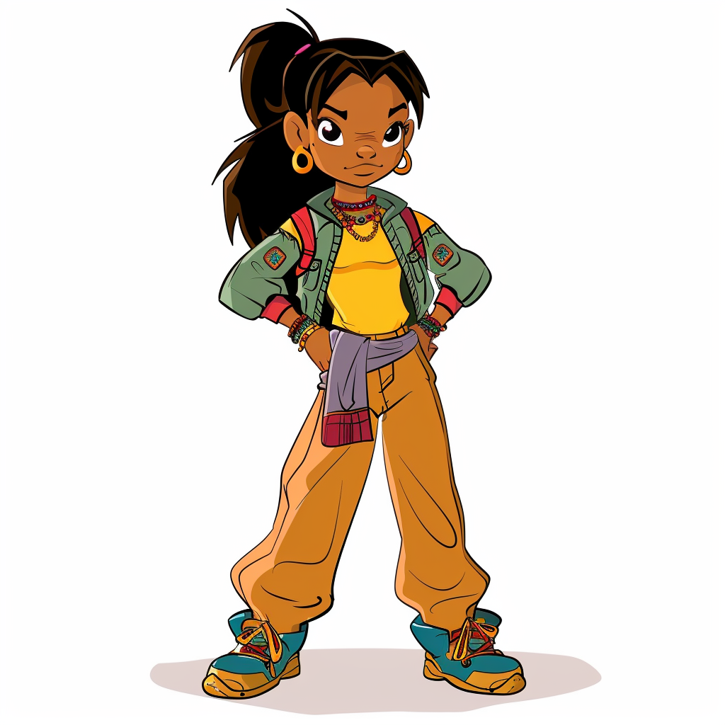 Indian girl in 90s animation style