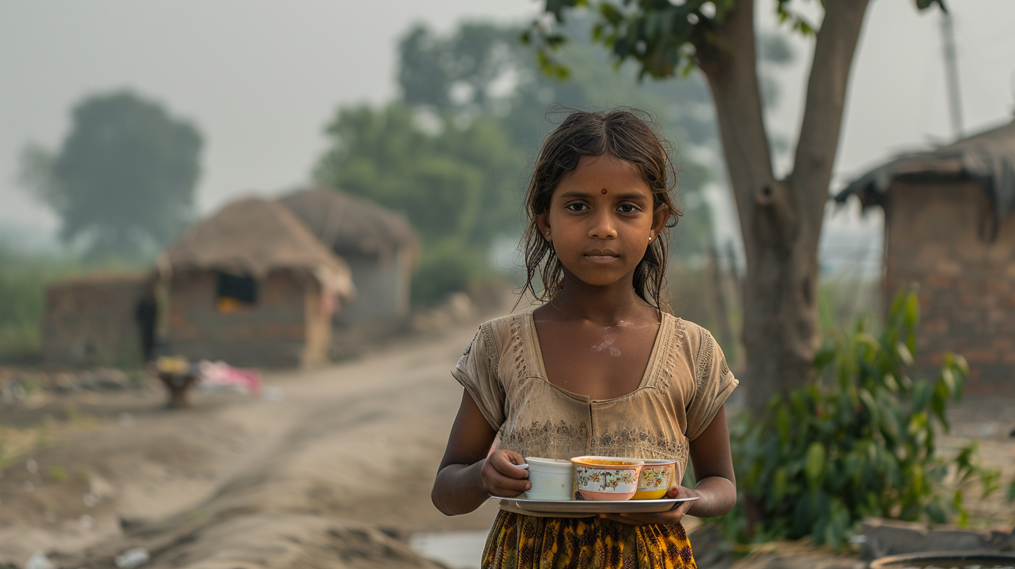 Young Indian girl with tea tray