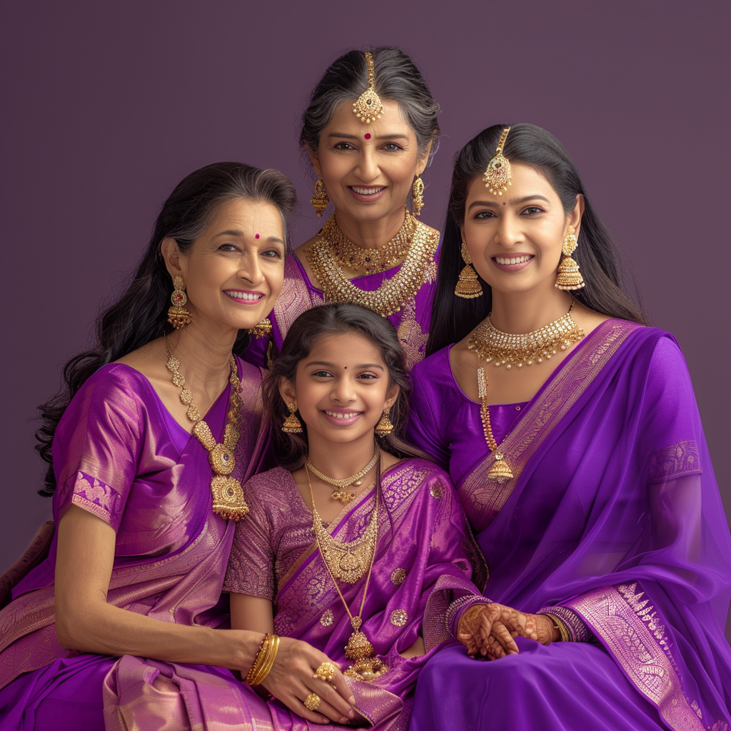 Three Generations Indian Family Portrait