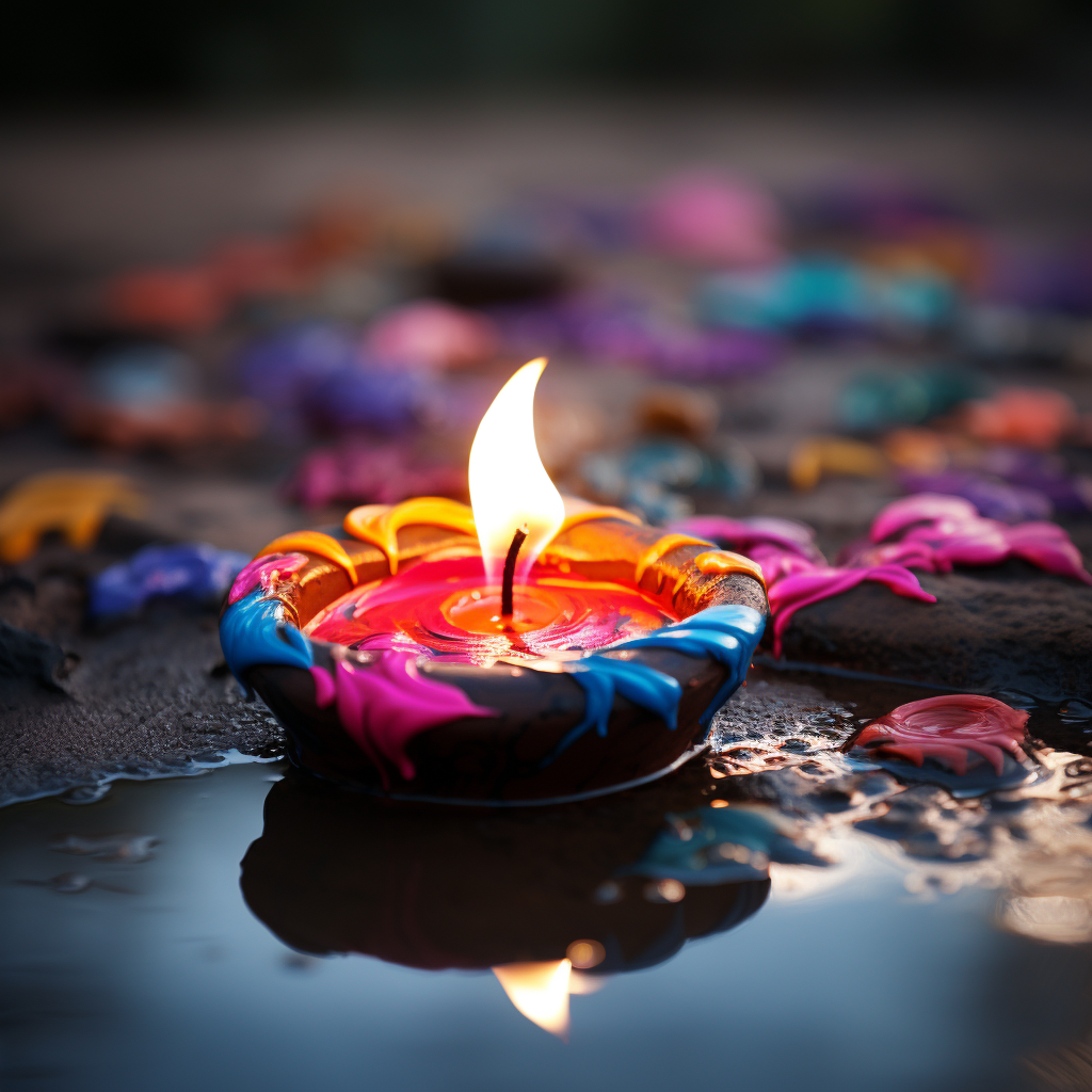 Colorful clay Diya for Indian Holi