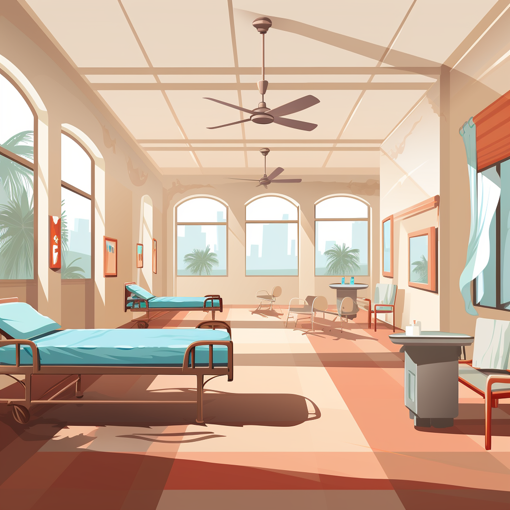 Indian hospital indoor background 3D vector