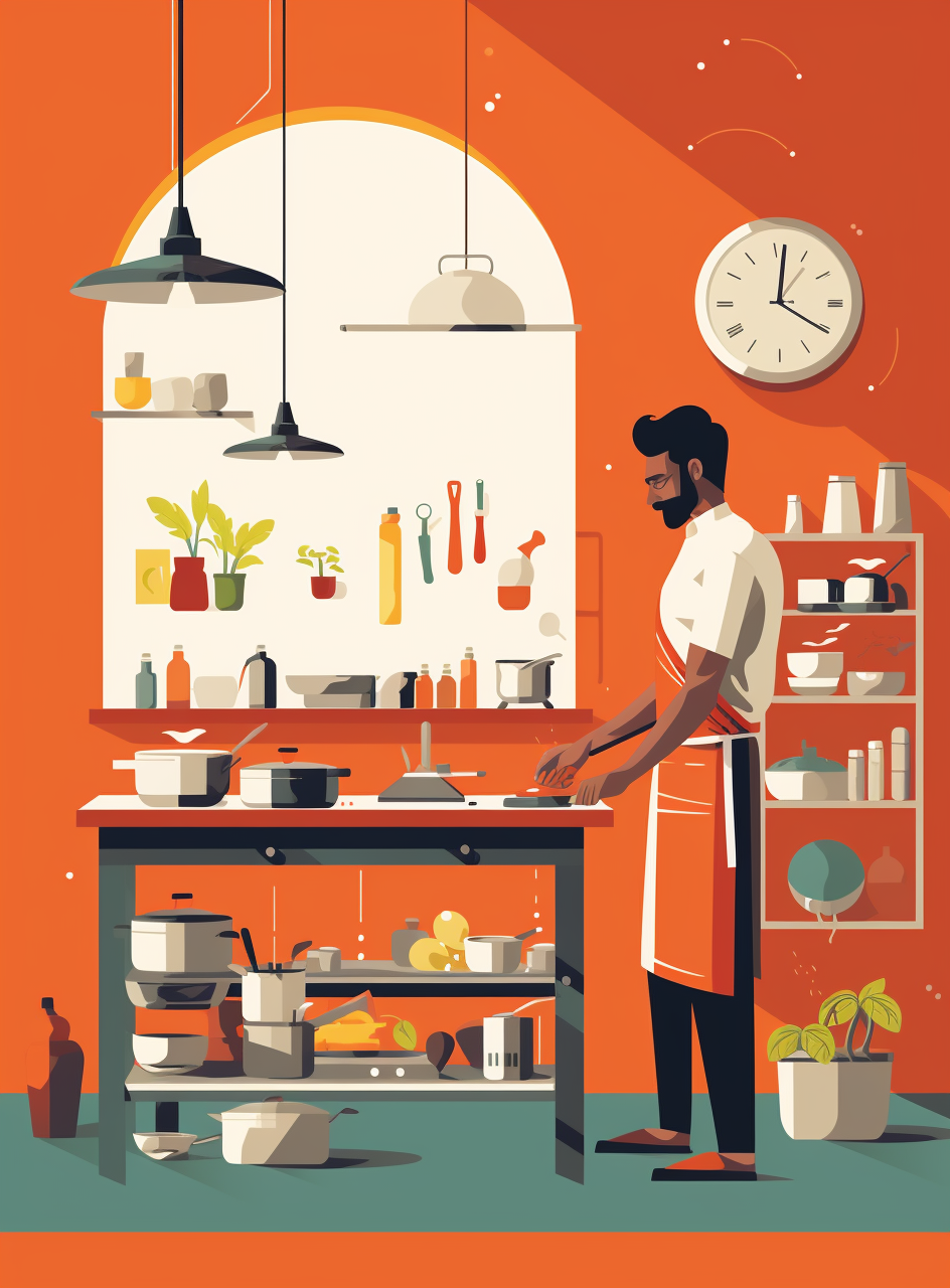 Minimalistic Indian Kitchen Vector Illustration