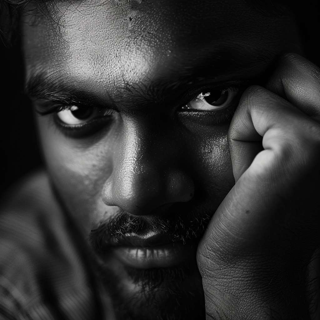 Indian man in professional black white photography