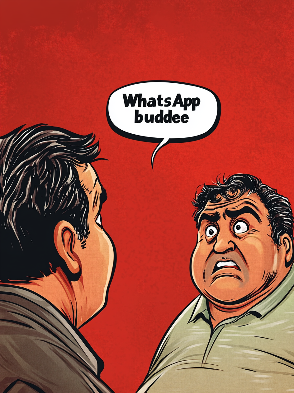 Indian men cartoon WhatsApp conversation