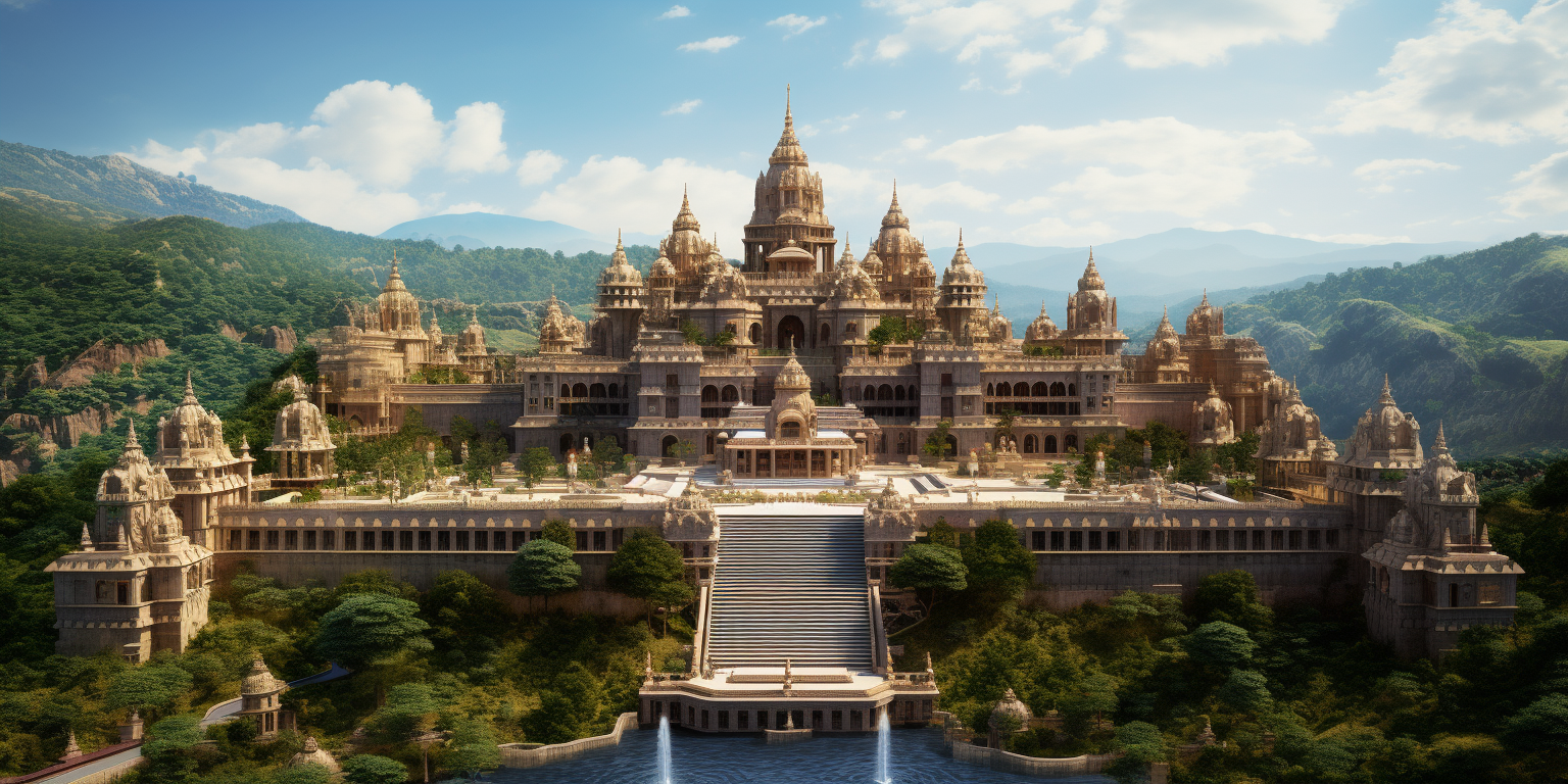 Beautiful Indian Palace Seen from Far Away