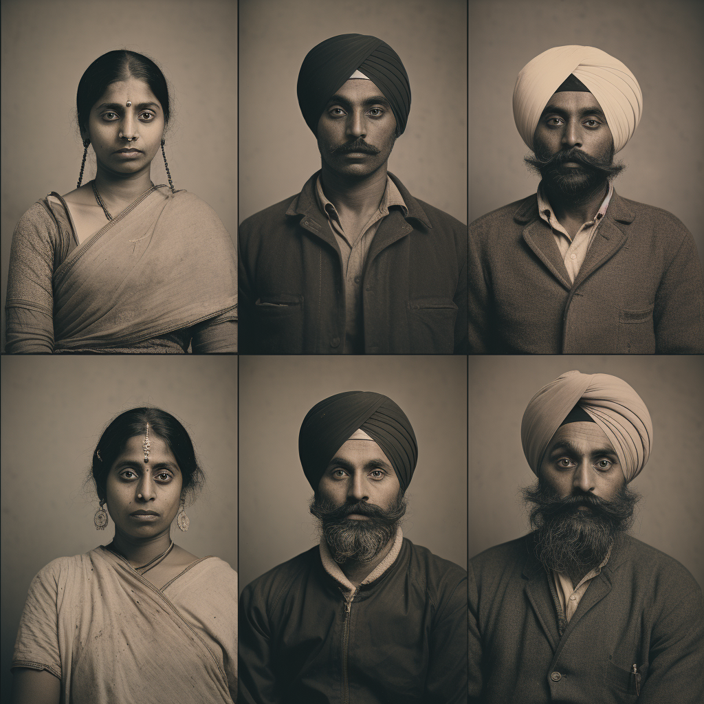 Indian men and women passport photos 1920s