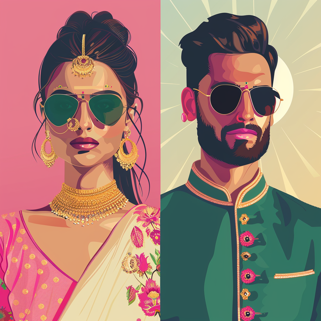 Indian Pichwai Fashion Model Vector Artwork