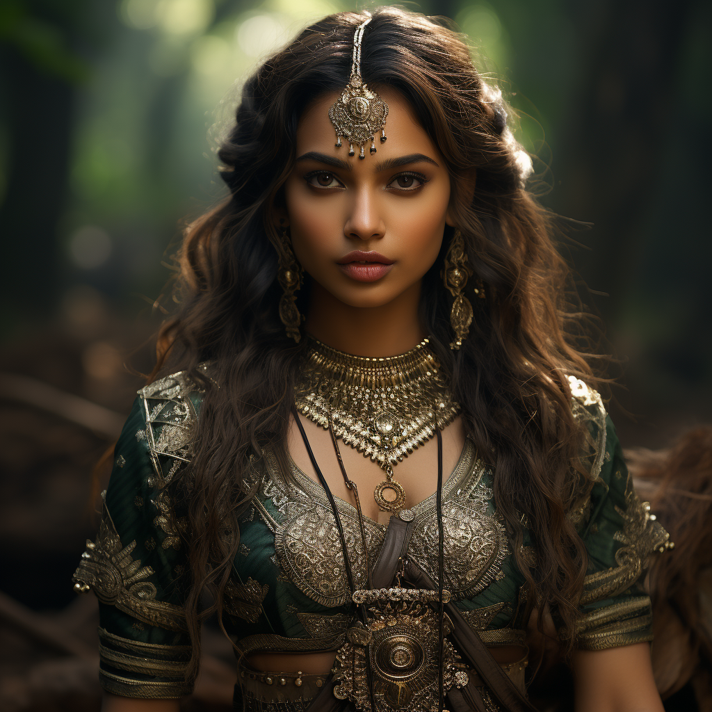 South Indian Princess in Dark Forest