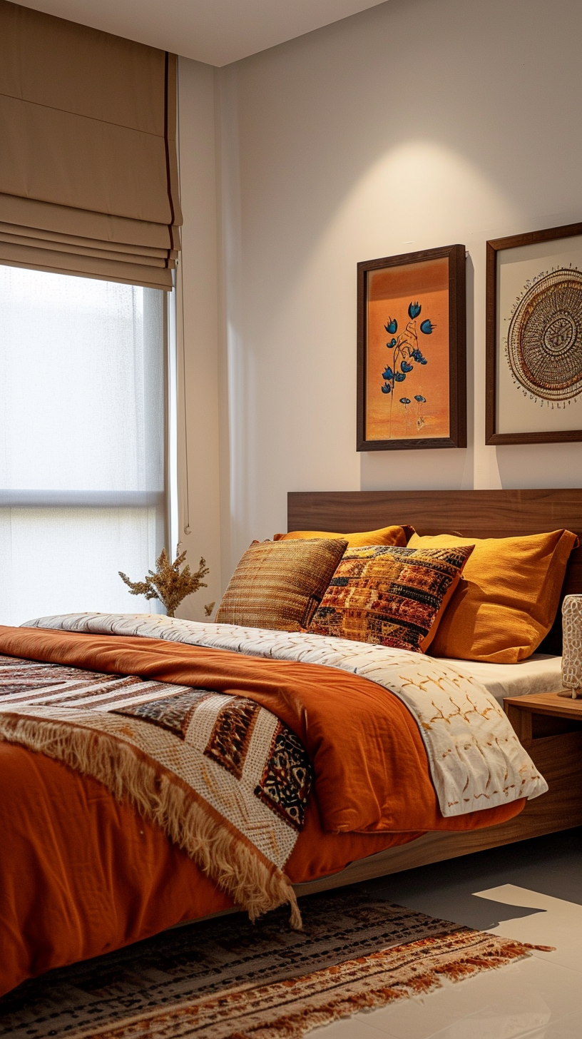 Indian style bedroom with rich warm tones