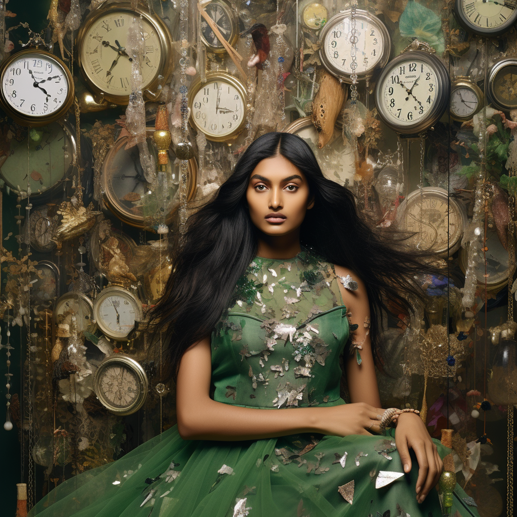 Indian supermodel Neelam Gill in Schiaparelli dress