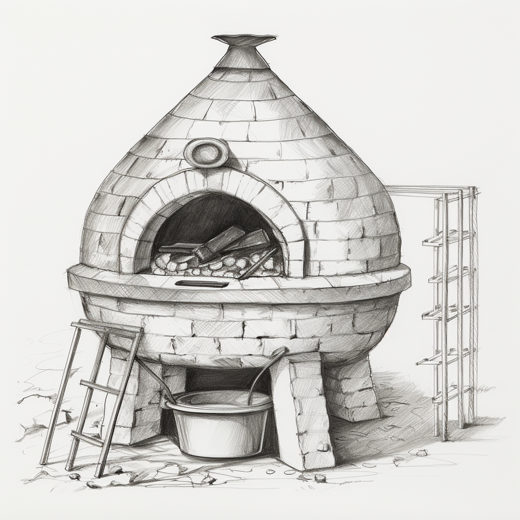 Traditional Indian Tandoor Oven Sketch