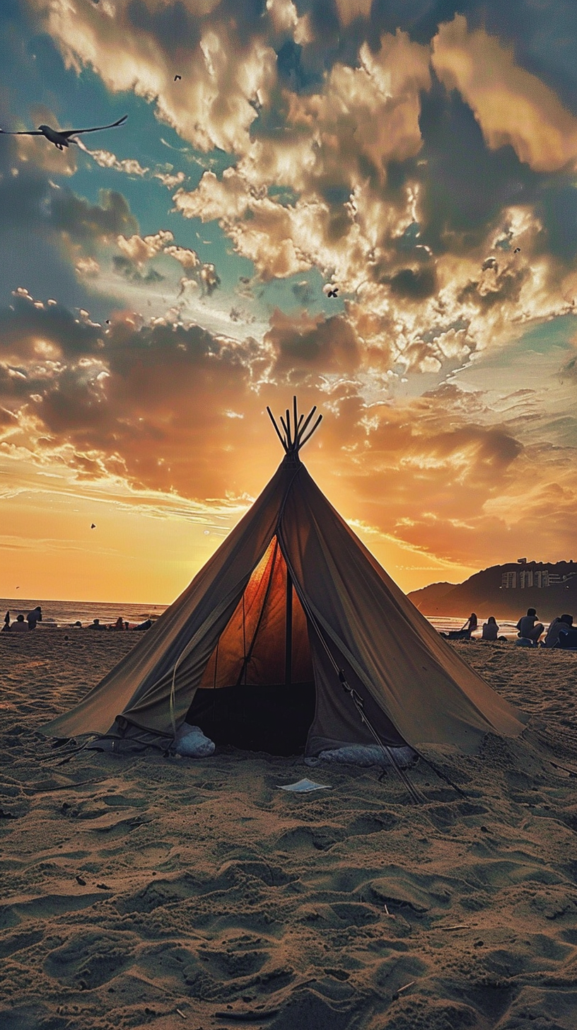 Sand Indian Tent Beach Sunset