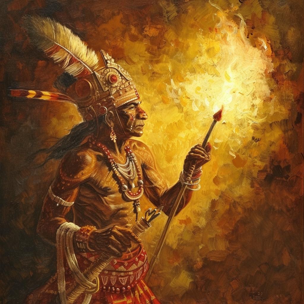 Indian tribal king with golden flame