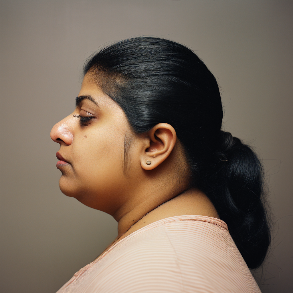 Indian woman's mugshot in grocery shop